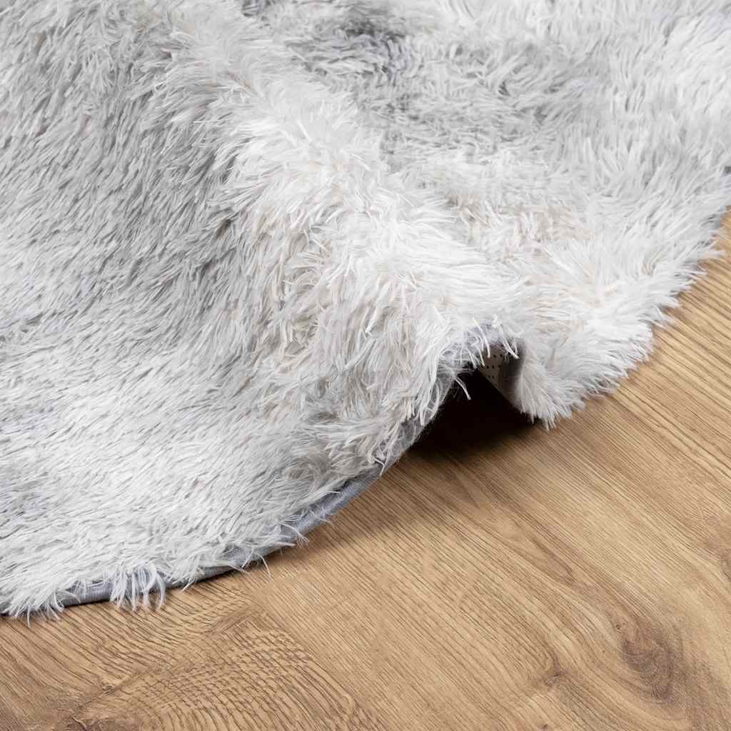 Teppich Shaggy Hochflor NAVARRA Silbergrau 120x120 cm Polyester